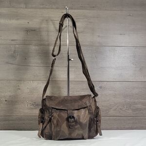 Free People Christiansen Camo Brown Leather Bag EUC